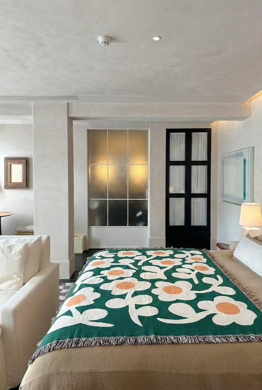 Retro Floral Throw Blanket