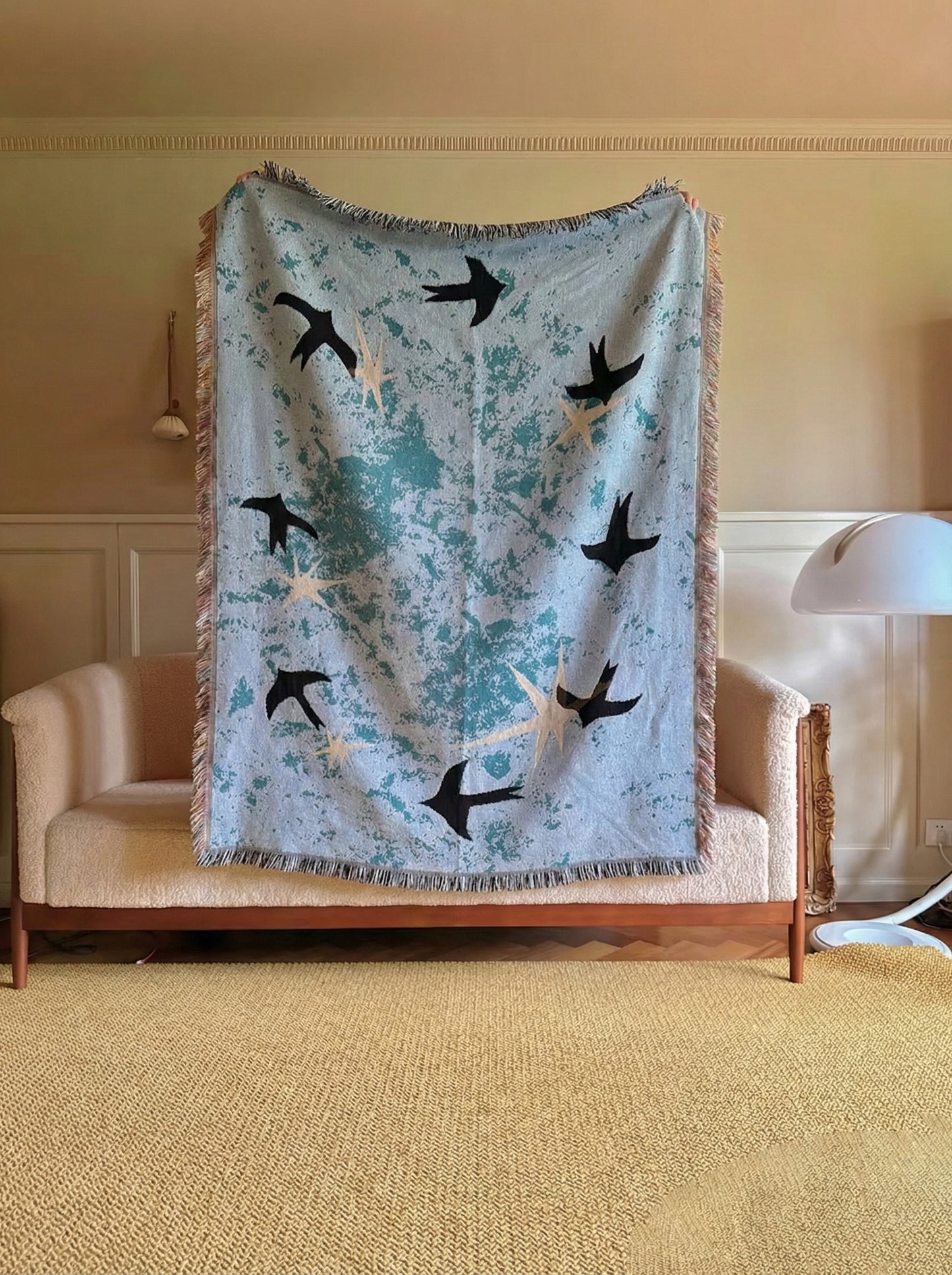 Azure Flock Woven Throw Blanket