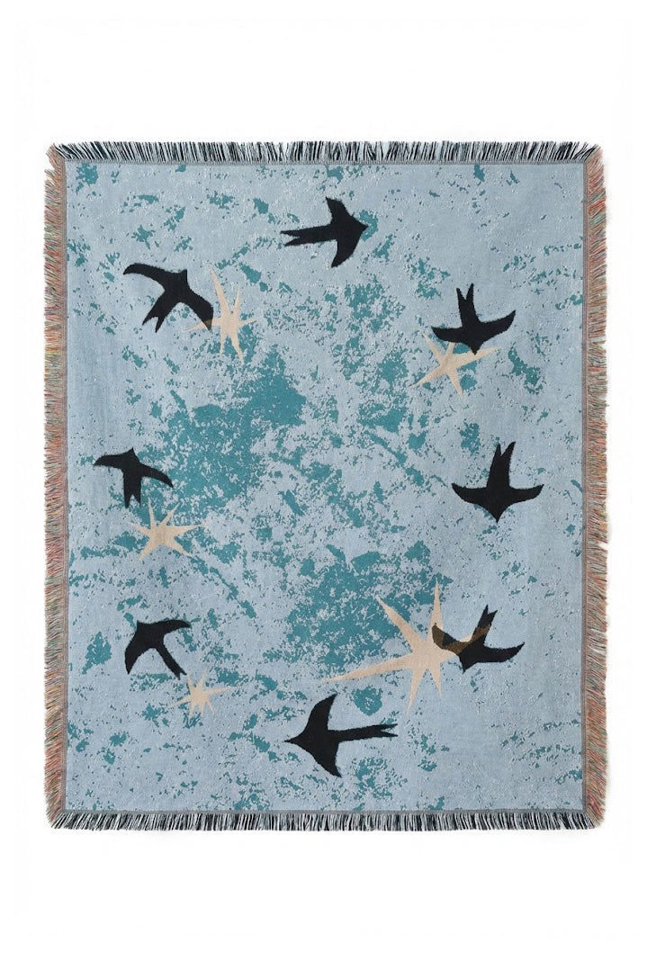 Azure Flock Woven Throw Blanket