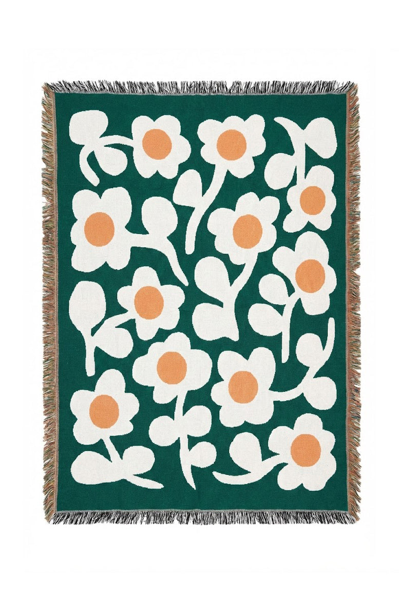 Retro Floral Throw Blanket