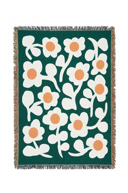 Retro Floral Throw Blanket