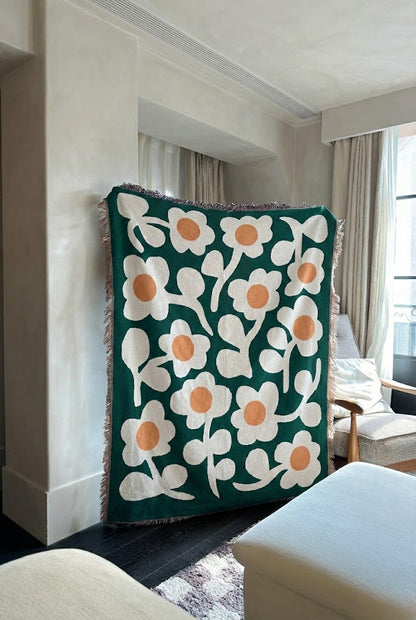 Retro Floral Throw Blanket