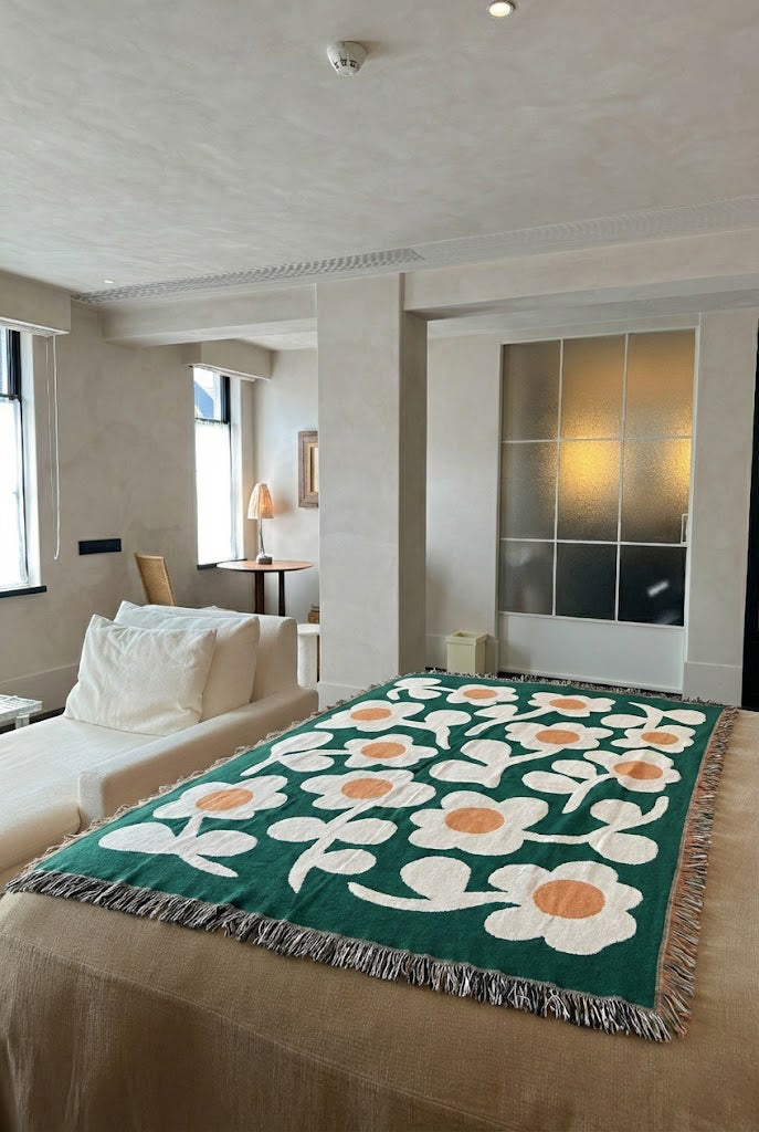 Retro Floral Throw Blanket