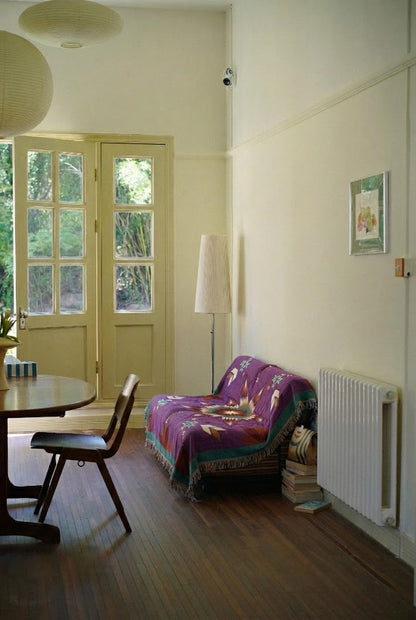 Purple Boho Woven Throw Blanket