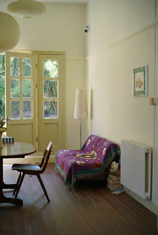 Purple Boho Woven Throw Blanket