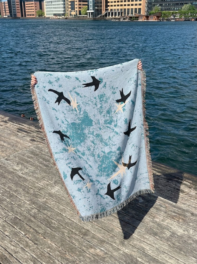 Azure Flock Woven Throw Blanket